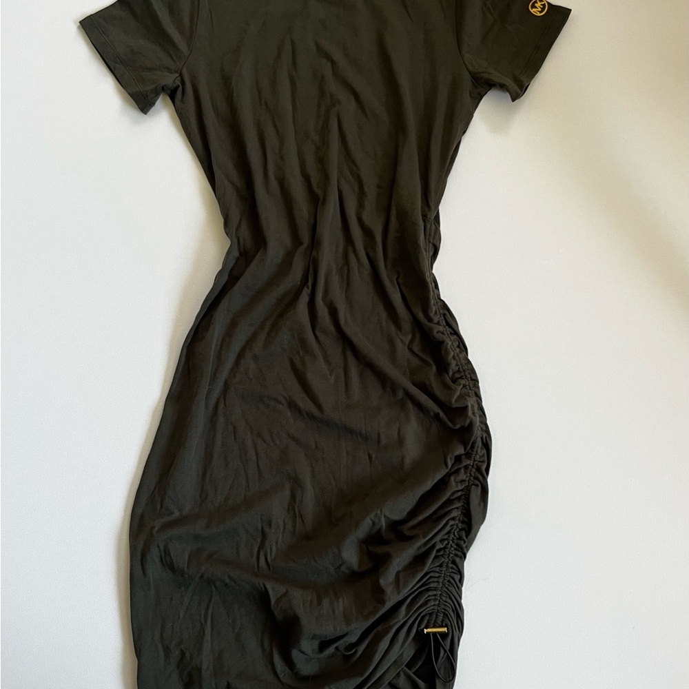 Michael Kors Black Ruched Long Sleeve Dress